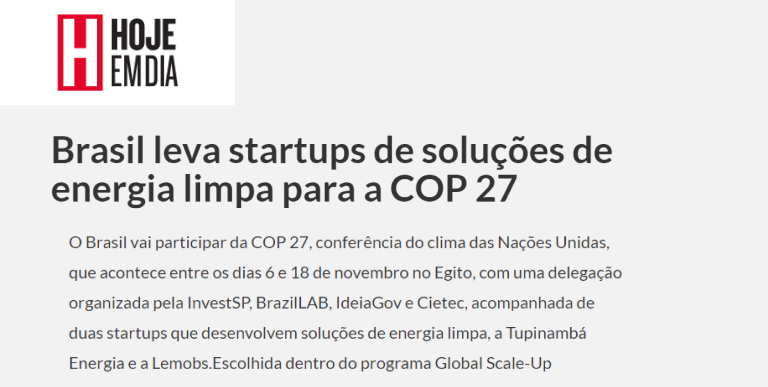 Brasil leva startups de soluções de energia limpa para a COP 27